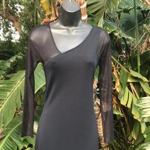 Mascara sheer mesh asymmetric column dress